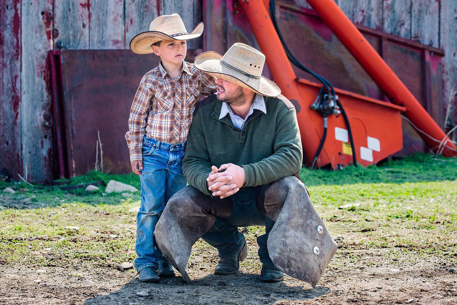 Cowboy father and son